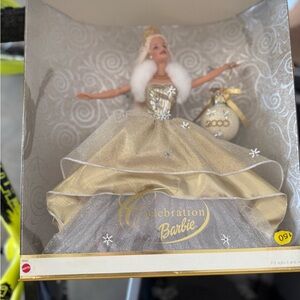 2000 Barbie Celebration Doll in Gold and White